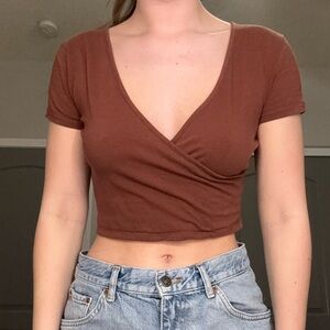 PacSun brown wrap top